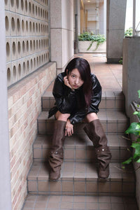 JOLIE SNAPS DETACHABLE LEATHER BOOTS / BROWN