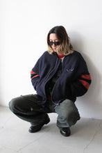 Load image into Gallery viewer, WOOL BOMBER JACKET / DARK BLUE/BLACK