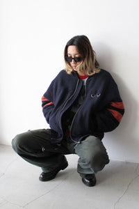 WOOL BOMBER JACKET / DARK BLUE/BLACK