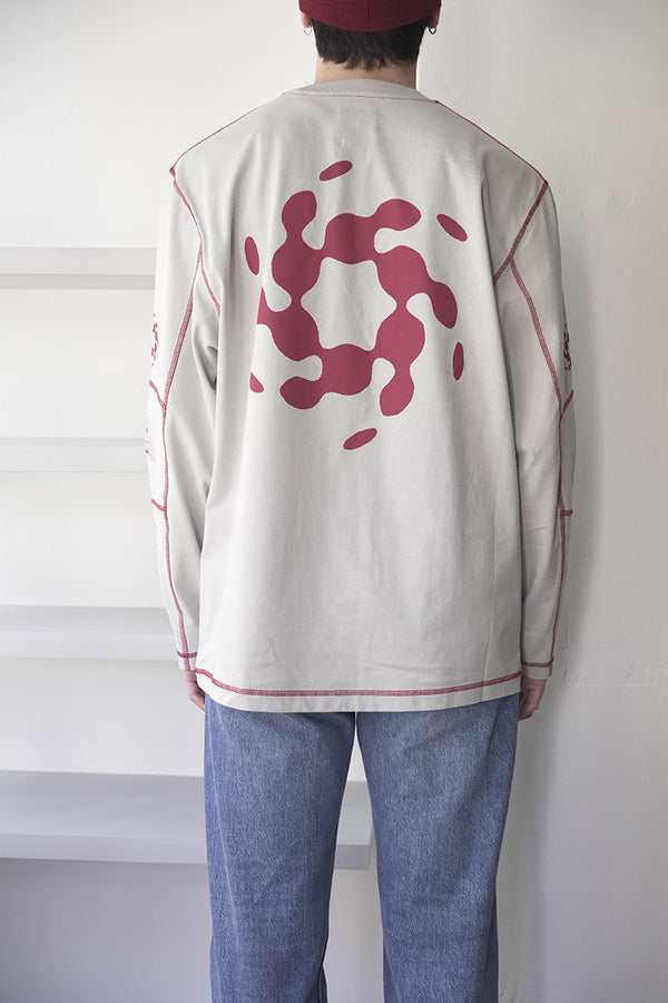 INFO STITCH ORGANIC LONG SLEEVE / LIGHT GREY [20%OFF]