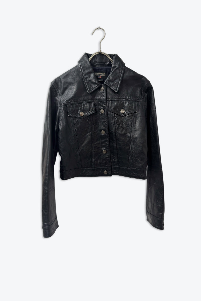 POLO JEANS CO | Y2K EARLY 00'S CROPPED LEATHER JACKET [USED]