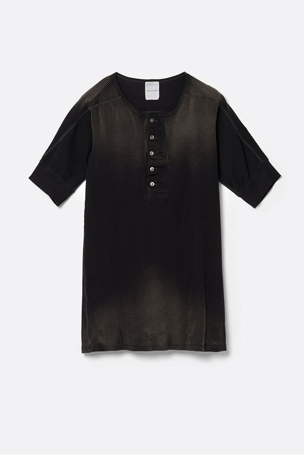 MILITARY HALF SLEEVE HENRYNECK SHIRT .15 / FADE BLACK