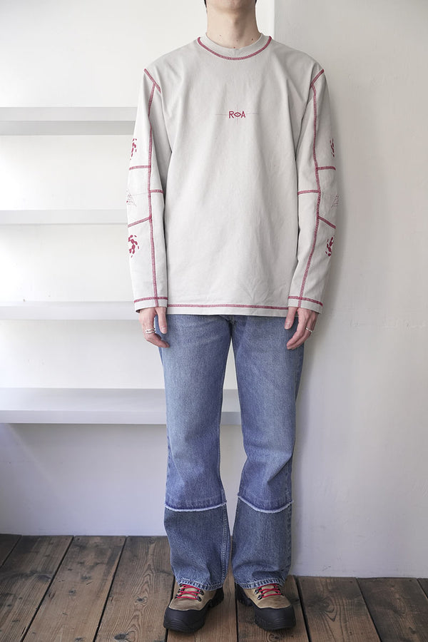 INFO STITCH ORGANIC LONG SLEEVE / LIGHT GREY [20%OFF]