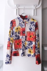 OTHER BRAND | 90'S L/S TIE DYE FLOWERS PATTERN SHIRT / WHITE-NAVY-RED [USED]