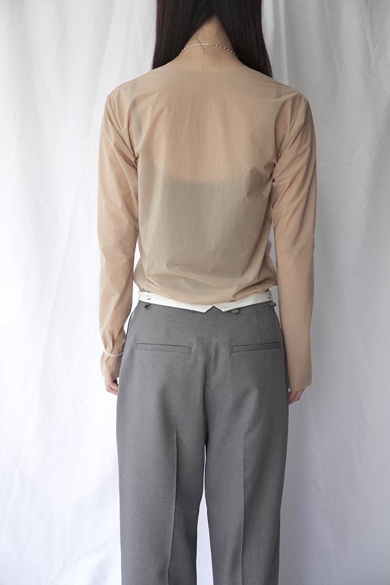 NYLON STRETCH TAFFETA SEAM TOP / NUDE