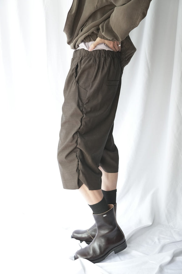 S18 NO.330 SUMMER WOOL DRAPED SHORT TROUSERS / BROWN [金沢店]