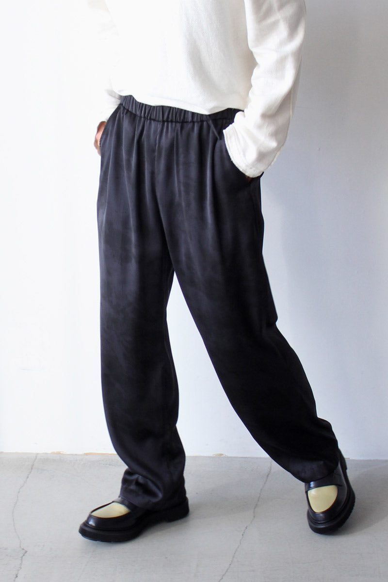 08SIRCUS | VINTAGE SATIN HALF TONE EASY PANTS / BLACK サテン