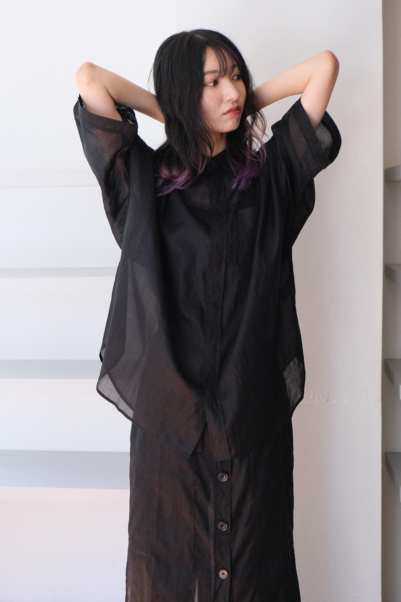 TRUNK SHIRT / BLACK ORGANZA [40%OFF]