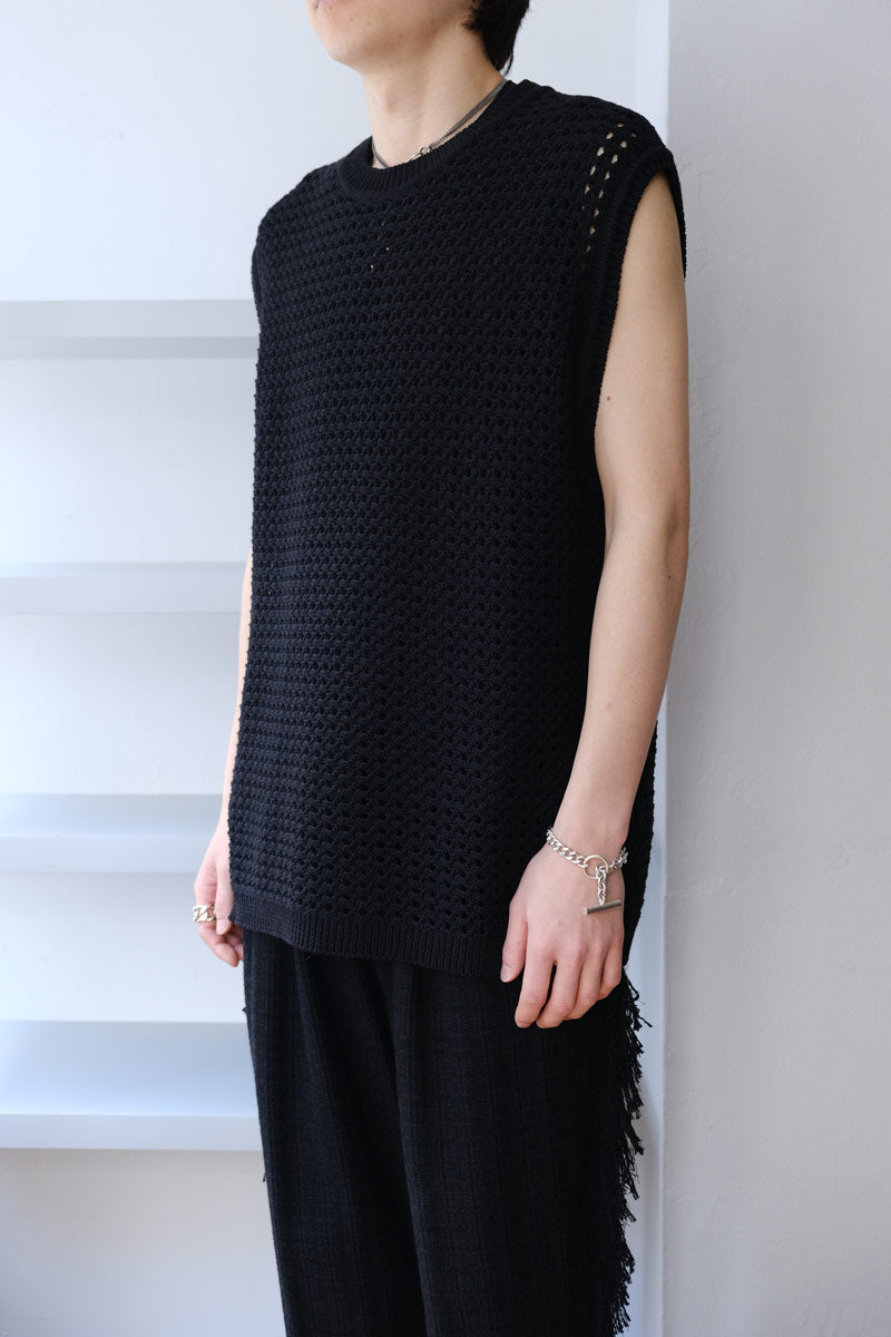 LILY YARN MESH KNIT VEST / BLACK [40%OFF]