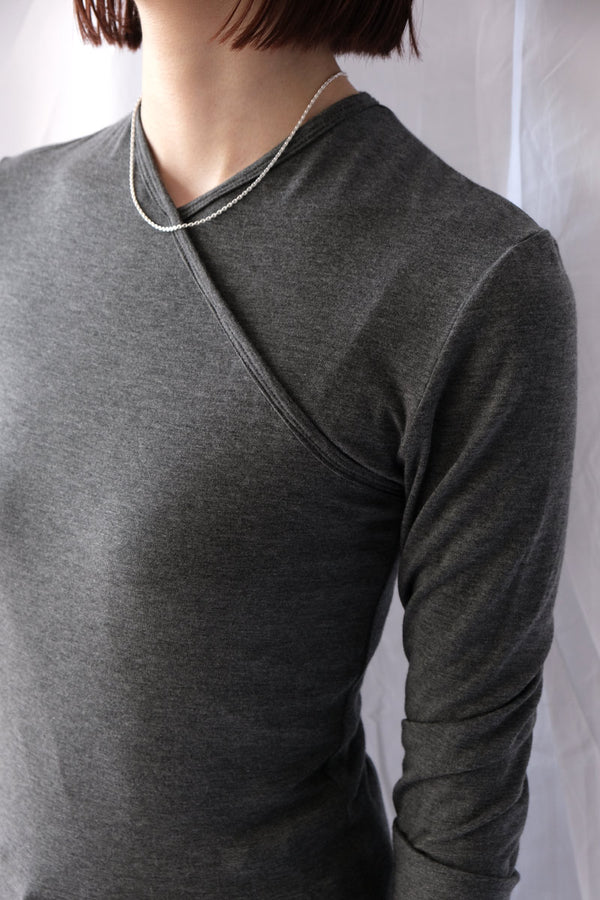 EUCALYPTUS JERSEY CACHE-COEUR TOP / TOP GRAY
