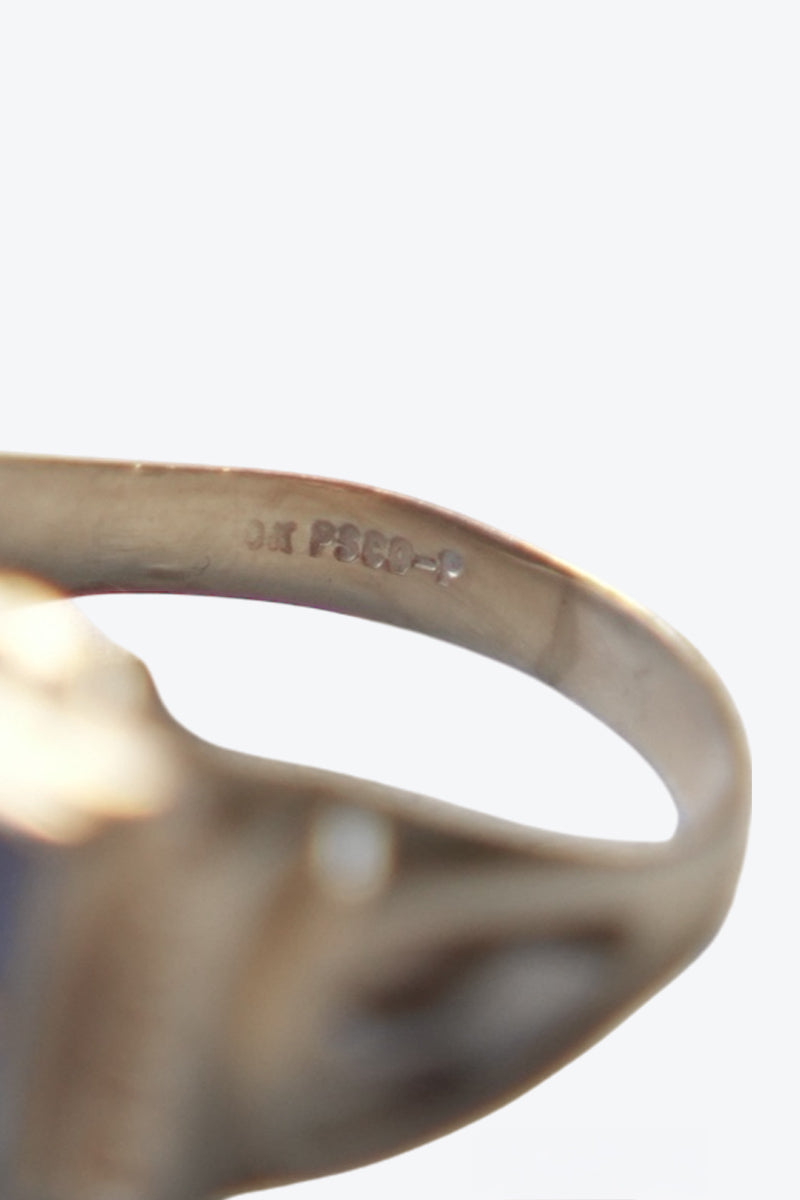 10K GOLD FREEMASON RING 4.2G / GOLD/BLUE