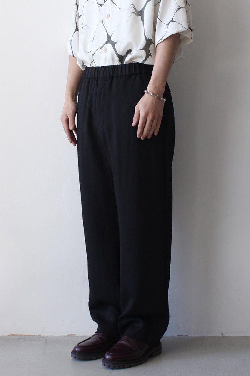 VISCOSE WOOL STRETCH EASY PANTS / BLACK [40% OFF]