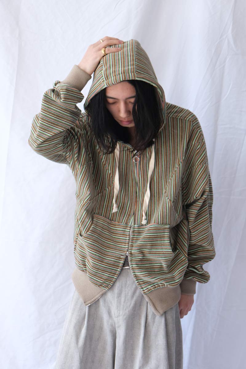 FLEX HOODIE / GREEN-GREY-ORANGE