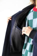 Load image into Gallery viewer, WOOL BOMBER JACKET / DARK BLUE/BLACK