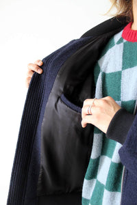 WOOL BOMBER JACKET / DARK BLUE/BLACK