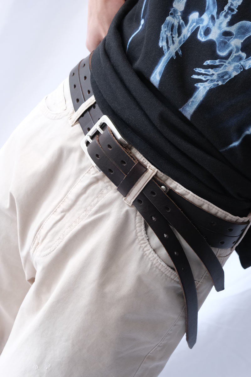 SPLIT BELT / OILY BROWN LEATHER