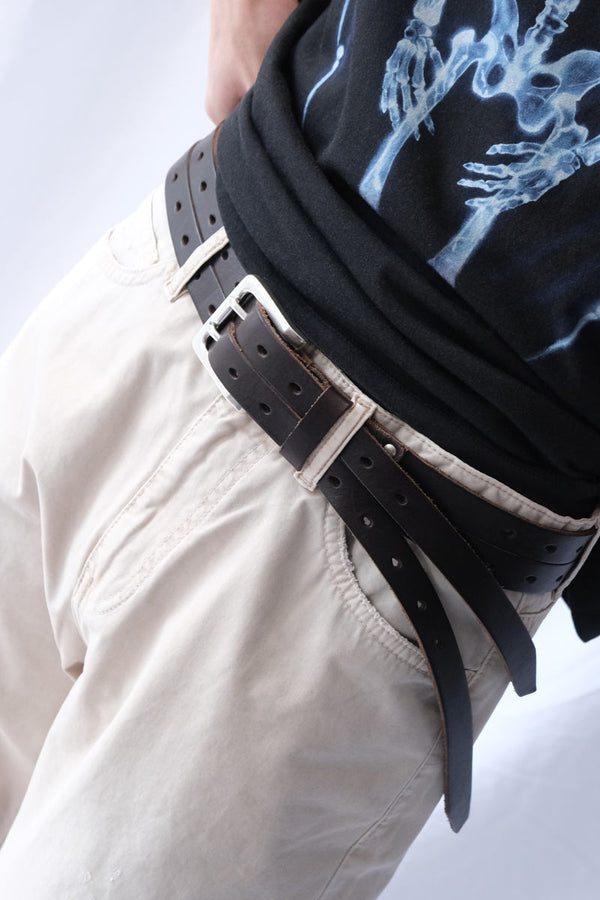 SPLIT BELT / OILY BROWN LEATHER