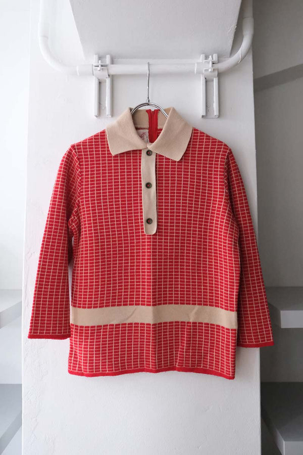 ROGER FASHIONS | 80'S CHECK POLO KNIT [USED]