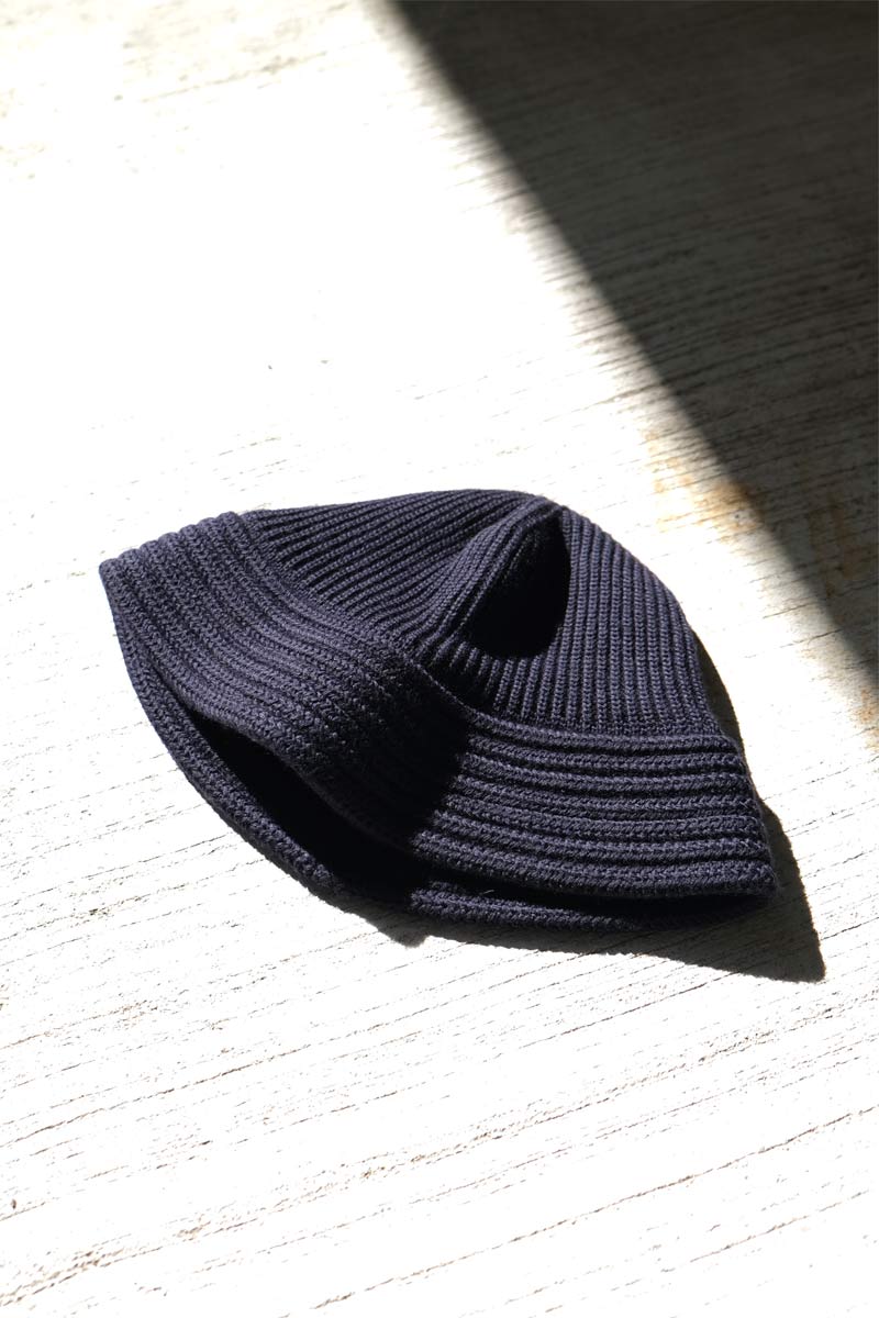 WOOL KNIT BALLOON HAT / NAVY