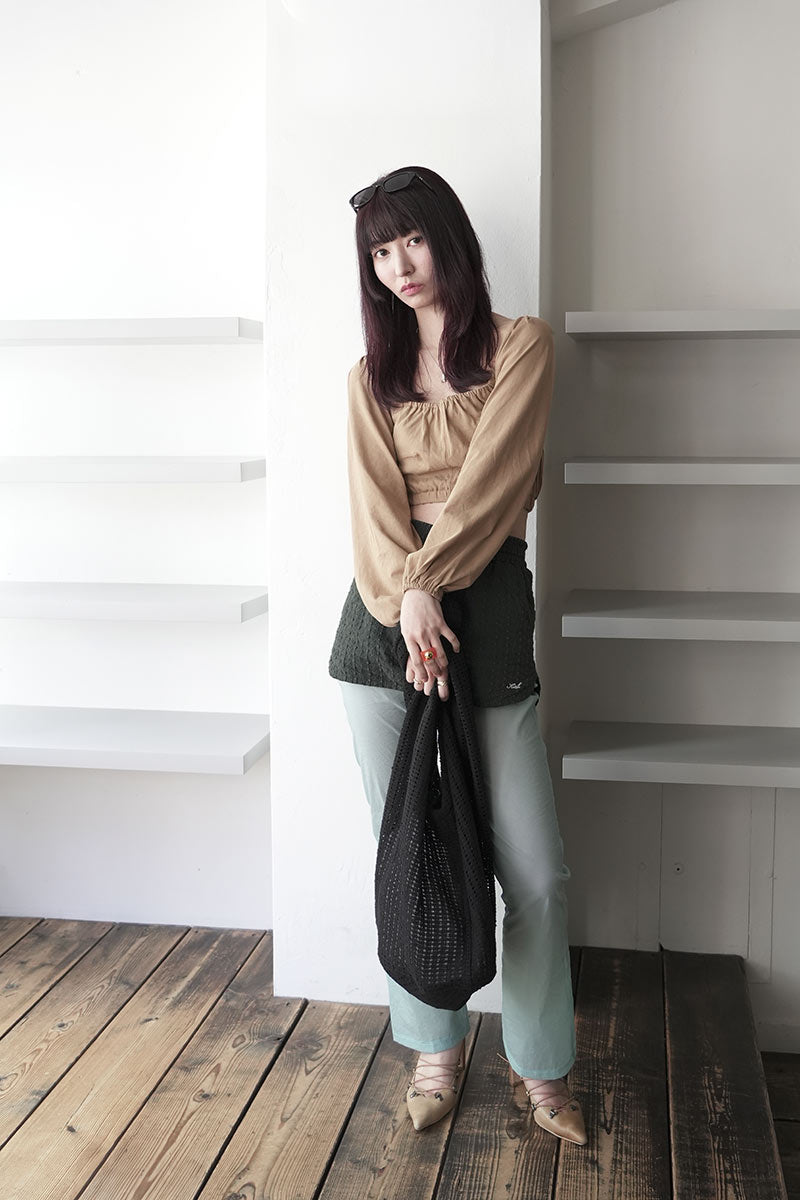SKIN PU SEE-THROUGH PANTS / LIGHT BLUE