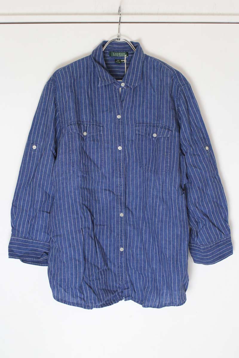 LAUREN RALPH LAUREN | L/S STRIPE LINEN SHIRT [USED]