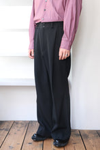 Load image into Gallery viewer, HEAVY WOOL GABARDINE FLARE EASY TROUSERS .12 / BLACK