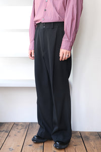 HEAVY WOOL GABARDINE FLARE EASY TROUSERS .12 / BLACK