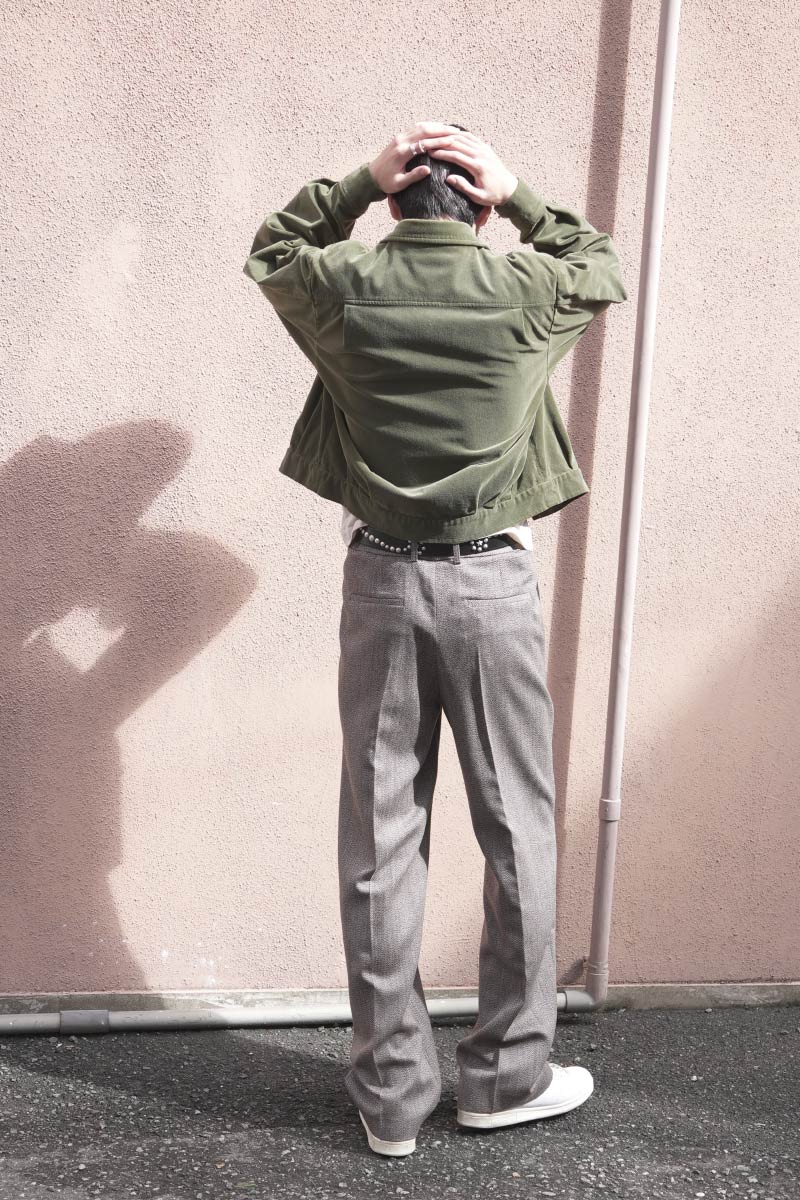VELVETEEN FADE DYED SHORT SHIRT / LIGHT KHAKI