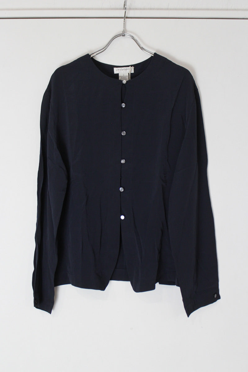 LIZ CLAIBORNE | L/S RAYON NO COLLAR SHIRT [USED]