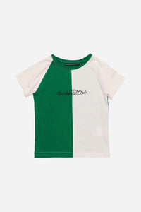 MINI CAP TEE RAGLAN / GREEN-WHITE