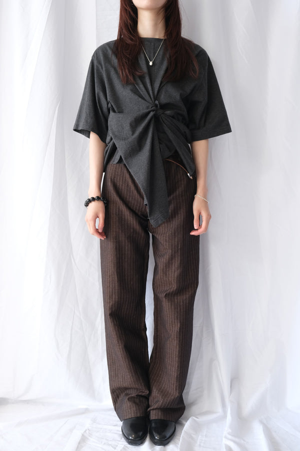 SUPIMA COTTON KNOTTED S/S TEE / TOP CHARCOAL