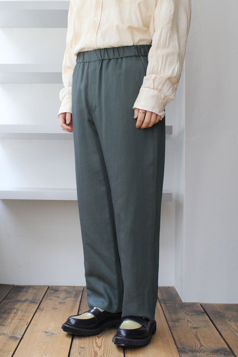 VISCOSE WOOL STRETCH EASY PANTS / GREEN [40%OFF]