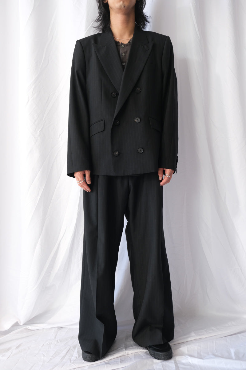 STRIPE WOOL DOUBLE BREASTED JACKET .16 / BLACK ST