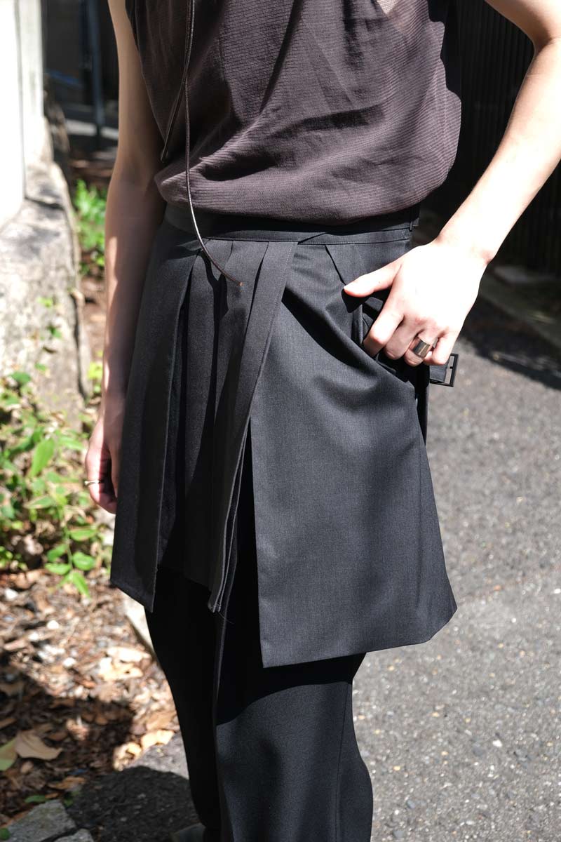 SUPER140 WRAP GURKHA SKIRT .12 / TENEBROSO GREY