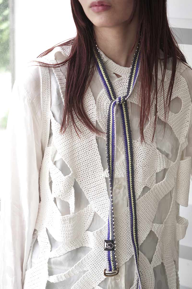 HAND CROCHET BEADED BELT / MULTI