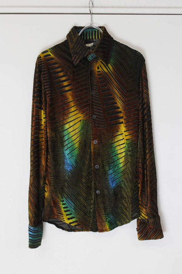 KO'S | 90'S L/S DESIGN VELOUR SHIRT [USED]