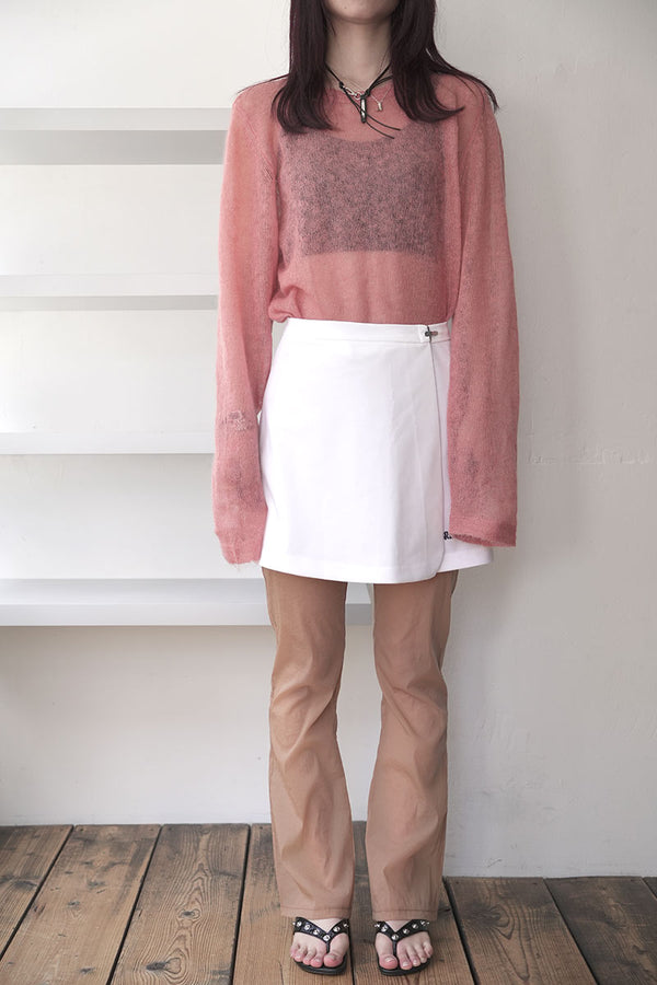 SKIN PU SEE-THROUGH PANTS / NUDE