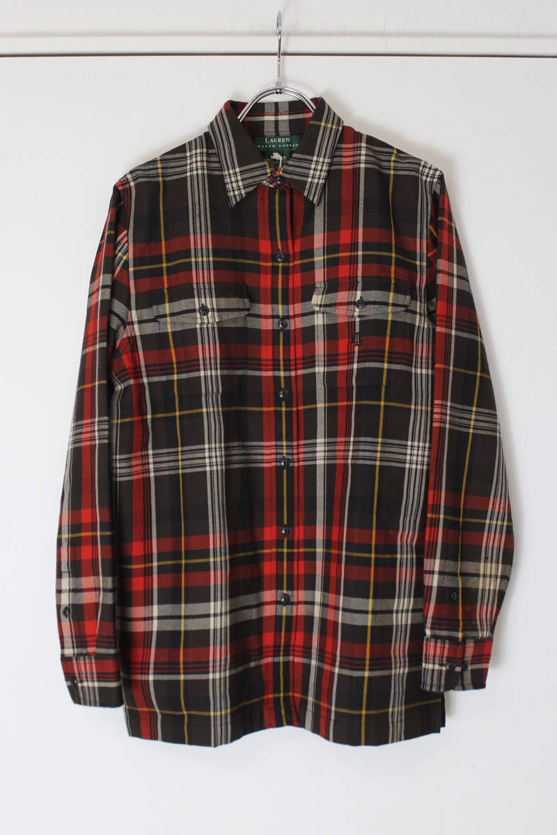 LAUREN RALPH LAUREN | 90'S L/S WOOL CHECK SHIRT JACKET [USED]