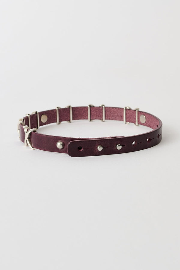 2CM CHOKER / TRIO CROSS MERLOT RED LEATHER