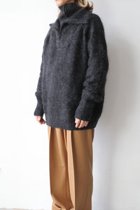 MOHAIR DOUBLE HIGH NECK P/O KNIT .12 / CHARCOAL