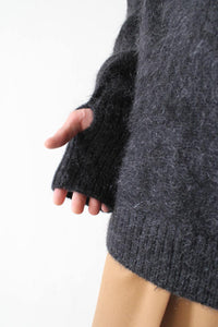 MOHAIR DOUBLE HIGH NECK P/O KNIT .12 / CHARCOAL