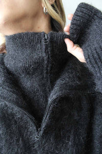 MOHAIR DOUBLE HIGH NECK P/O KNIT .12 / CHARCOAL