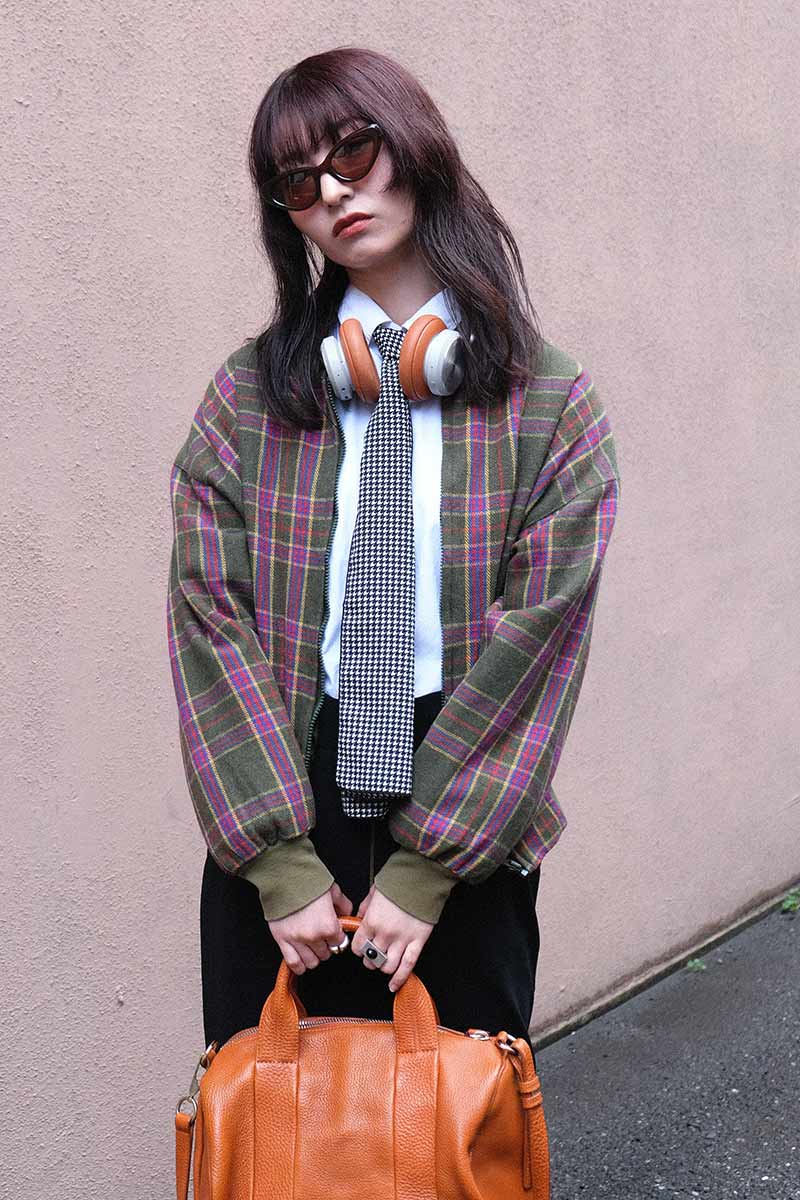 ADOLFO | 70'S WOOL CHECK ZIP JACKET [USED]