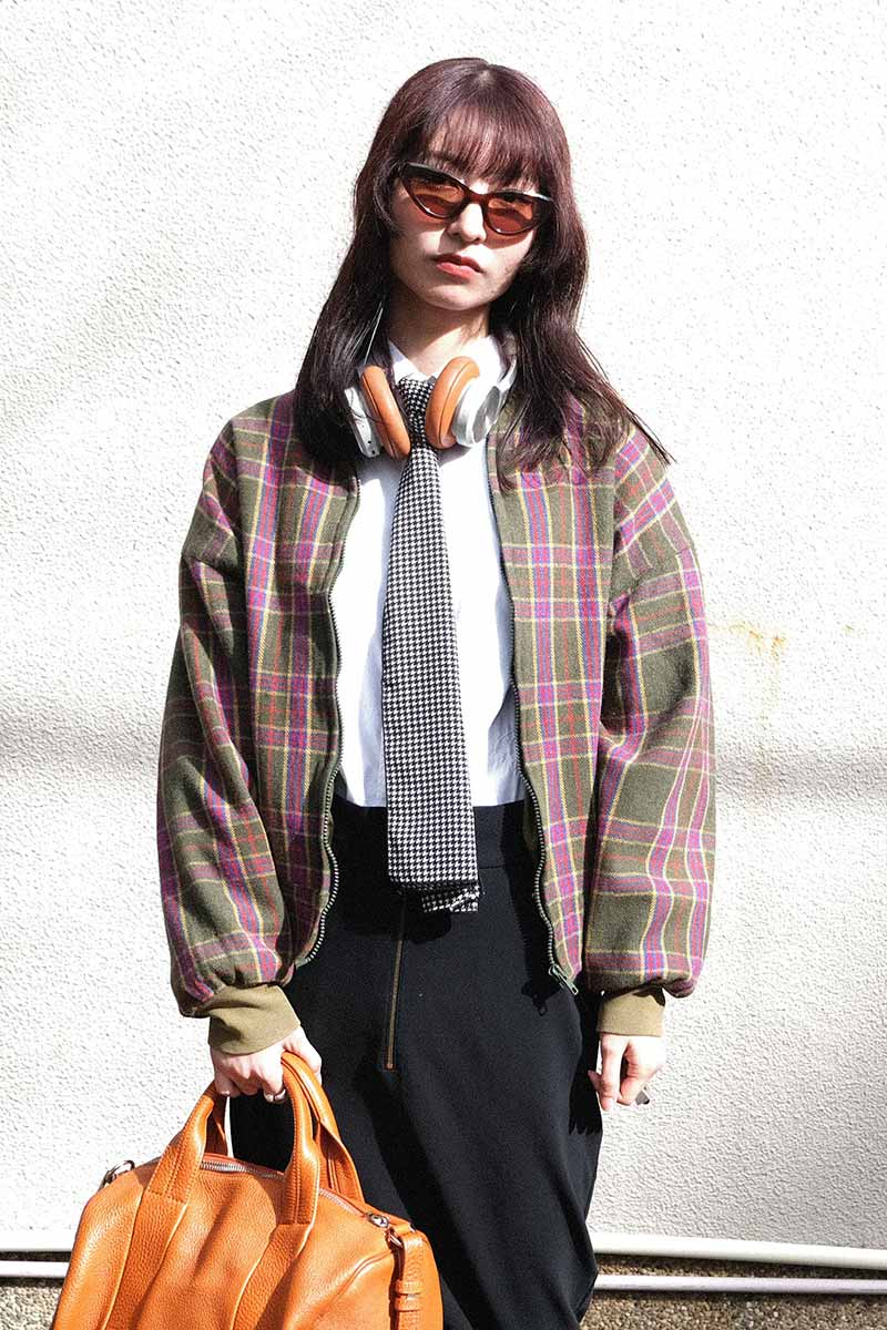 ADOLFO | 70'S WOOL CHECK ZIP JACKET [USED]