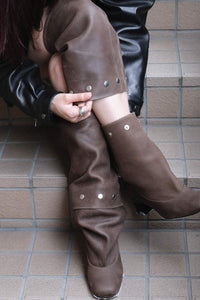 JOLIE SNAPS DETACHABLE LEATHER BOOTS / BROWN