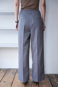 WOOL MIX DOUBLE BELT WIDE SLACKS / GRAY