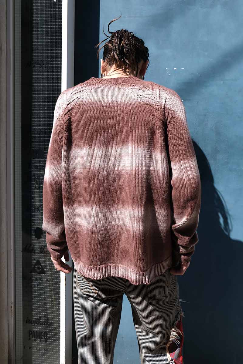 TYRE TRACK WASHED CARDIGAN / WASHED BROWN [30%OFF]