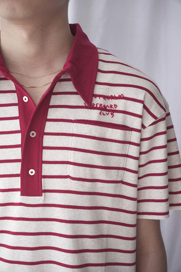 POCKET POLO / RED STRIPE