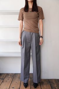 WOOL MIX DOUBLE BELT WIDE SLACKS / GRAY