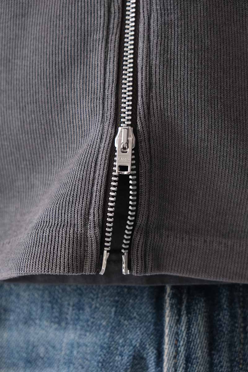 SHRUNKEN FULL-ZIP / WORN GRAPHITE ATHLETIC RIB